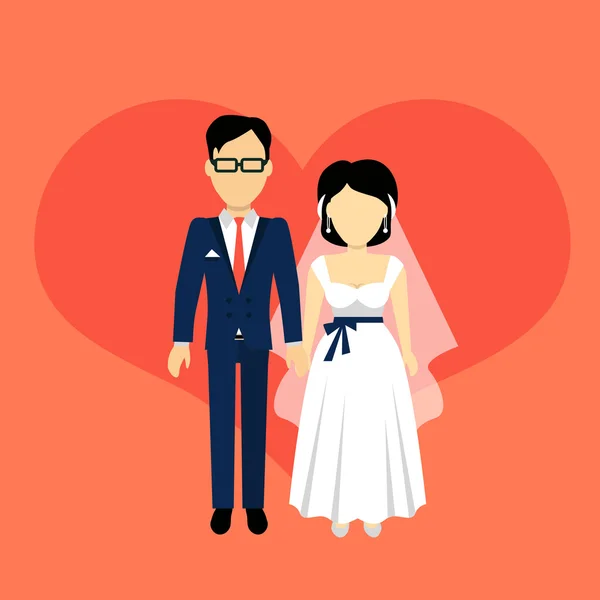 Conceito de Banner de Design de Casal de Casais Recém-casados — Vetor de Stock
