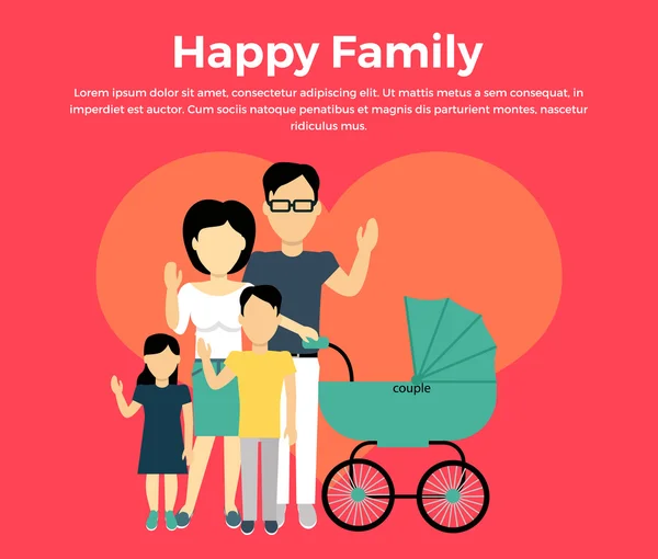 Diseño de banner de concepto familiar feliz — Vector de stock