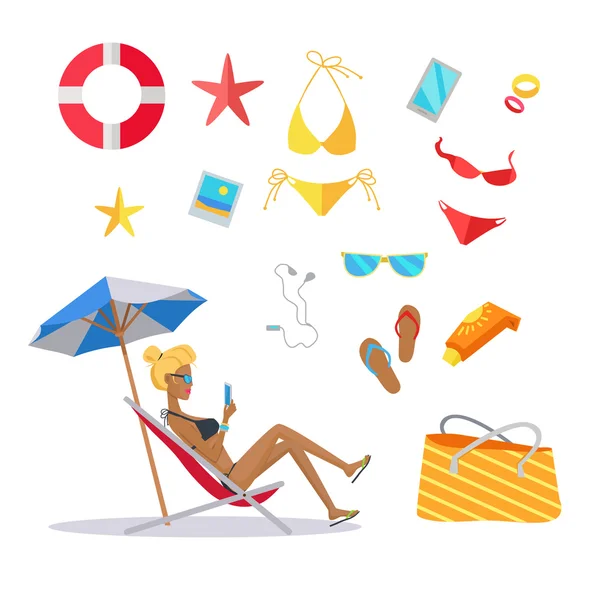 Conjunto de accesorios para las vacaciones de verano — Vector de stock