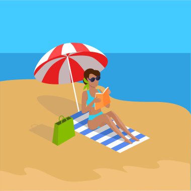 Tropikal plaj illüstrasyon yaz tatili