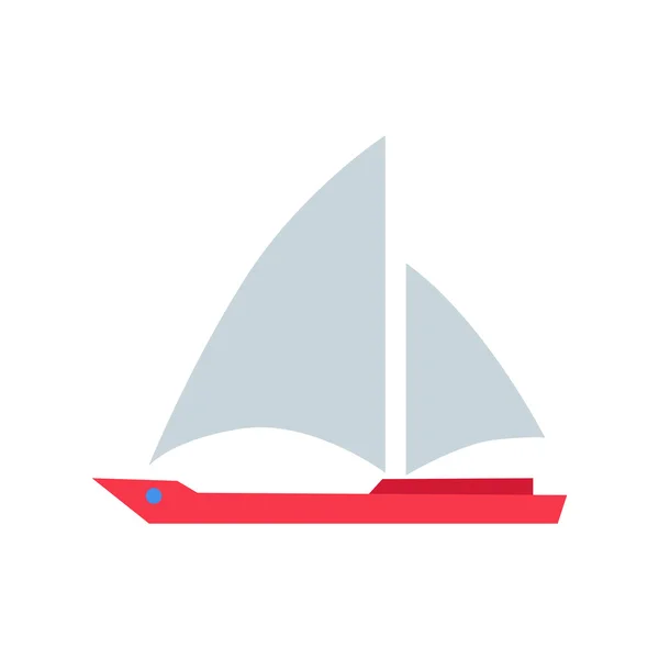 Red Boat with White Sails — Stock Vector