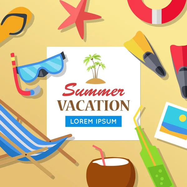 Sommar semester på Tropical Beach Illustration — Stock vektor