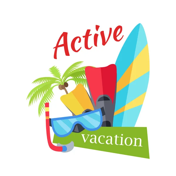 Summer Active Vacation Concept Illustration — Vector de stoc