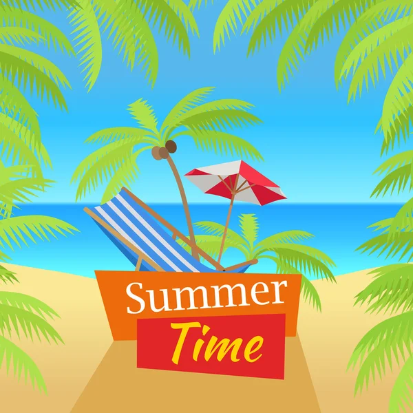 Vacances d'été sur la plage tropicale Illustration — Image vectorielle
