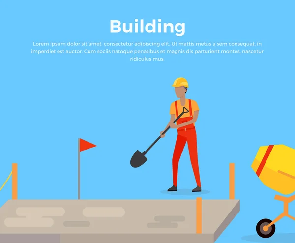 Construção Banner Web Design Flat —  Vetores de Stock