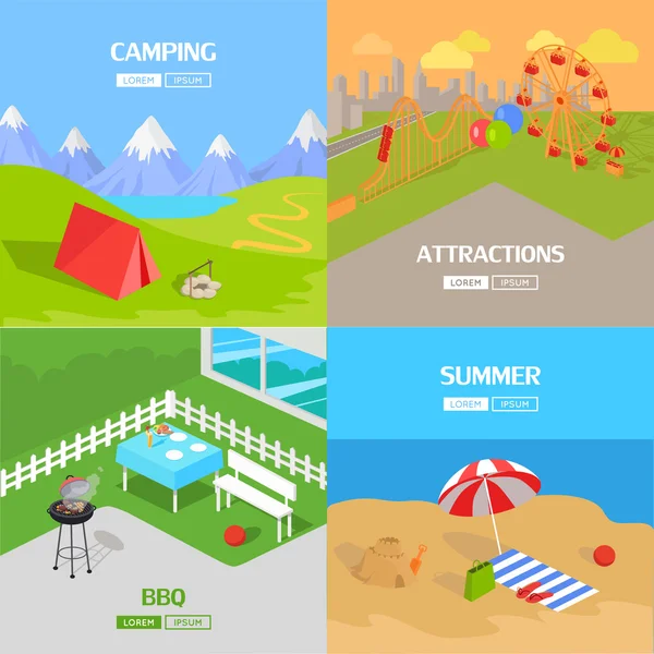 Holiday Barbecue Hiking and Amusement Park — Stock Vector