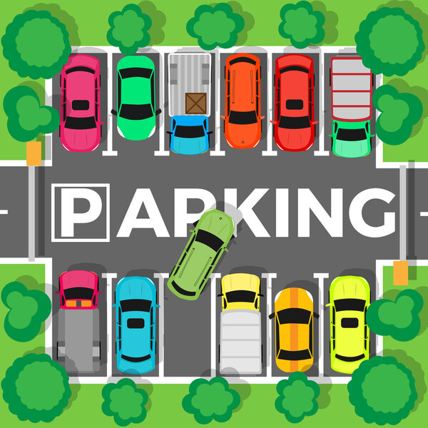 Векторная иллюстрация на парковке
