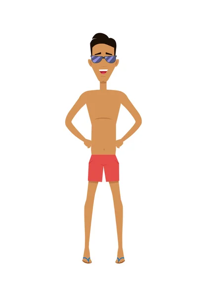 Personaggio maschile in pantaloncini e occhiali da sole — Vettoriale Stock