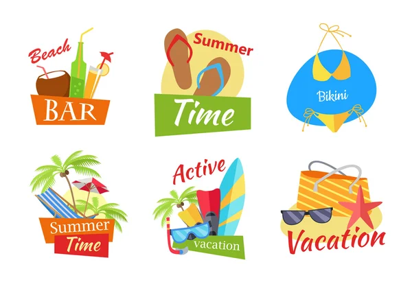 Conjunto de conceitos de férias de verão — Vetor de Stock
