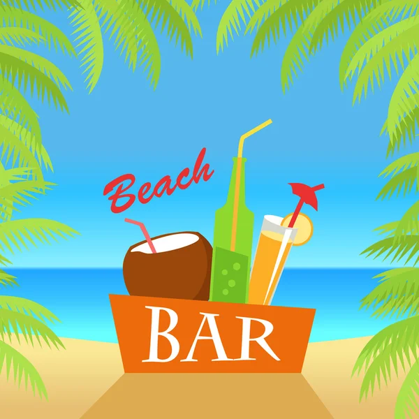 Praia Bar Concept Ilustração. Bebidas de Verão . —  Vetores de Stock