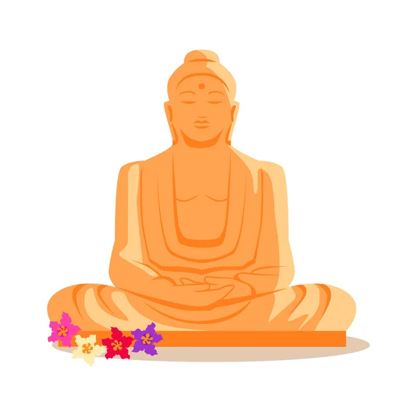 Boeddha standbeeld illustratie in plat ontwerp. — Stockvector