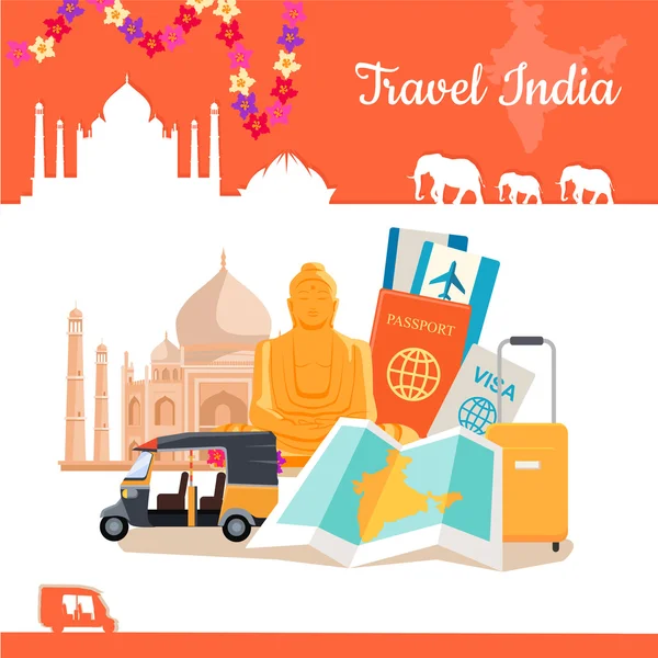旅行印度概念海报 — 图库矢量图片