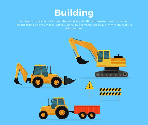 Building Concept Banner Flat Design Vector — Stock Vector