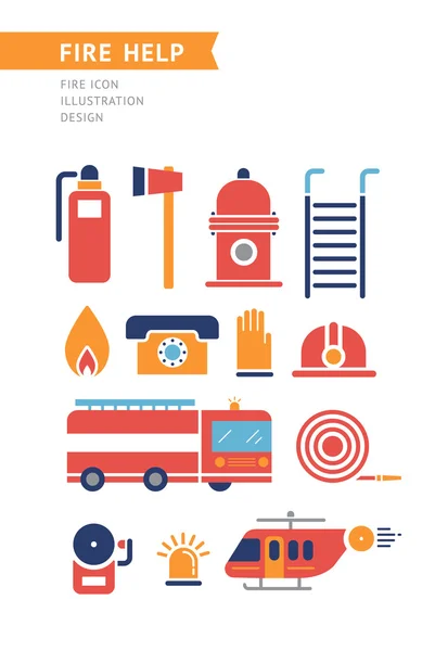 Brand hulp conceptuele Vector Icons Set. — Stockvector