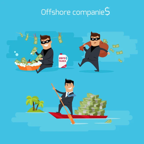 Conjunto de conceptos de empresas offshore Ilustración — Archivo Imágenes Vectoriales