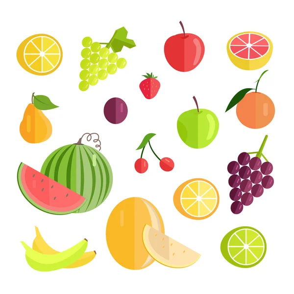 Σύνολο φρούτων-επίπεδη σχεδίαση-απεικόνιση διανυσματικών. — Διανυσματικό Αρχείο