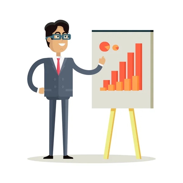 Business Man Making a Presentation — Stock Vector