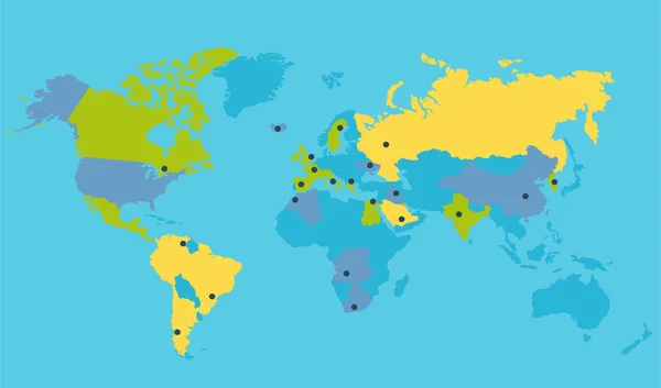 Illustrazione vettoriale mappa politica mondiale — Vettoriale Stock