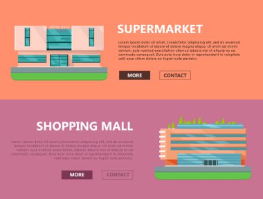 Alışveriş Merkezi Web şablonları düz tasarım.