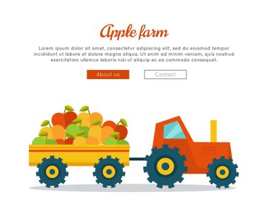 Düz Tasarım Apple Farm Web Vektör Banner.