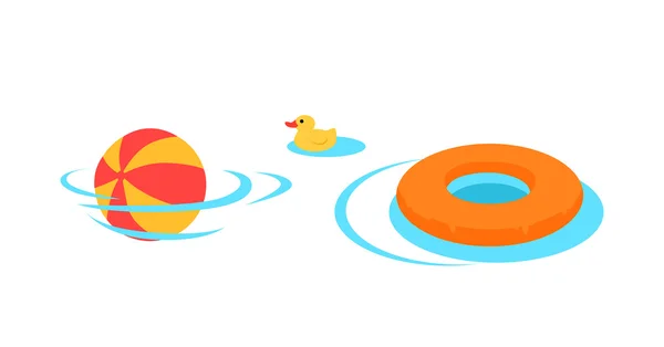 Opblaasbare speelgoed om te zwemmen in het zwembad vector. — Stockvector