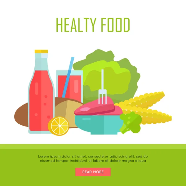 Ilustração de Banner de Web de conceito de comida saudável . —  Vetores de Stock