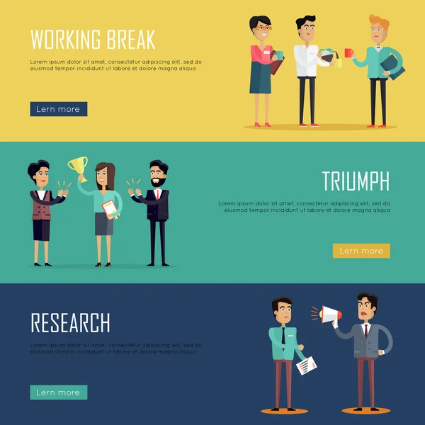 Social Teamwork Concept. Modèle de conception de site Web — Image vectorielle