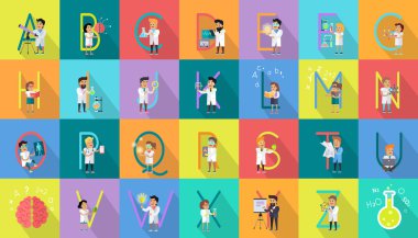 Alfabe Bilimi Vektör Düz Tasarım Kavramı