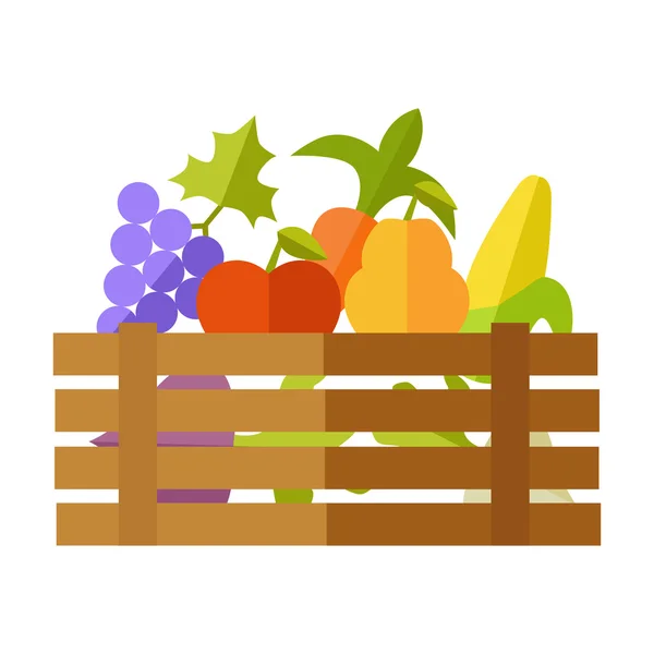 Fresh Fruits and Vegetables Vector Illustration. — Stock Vector