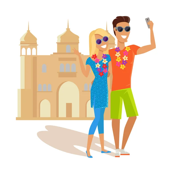 Couple Selfie en vacances d'été en Inde — Image vectorielle