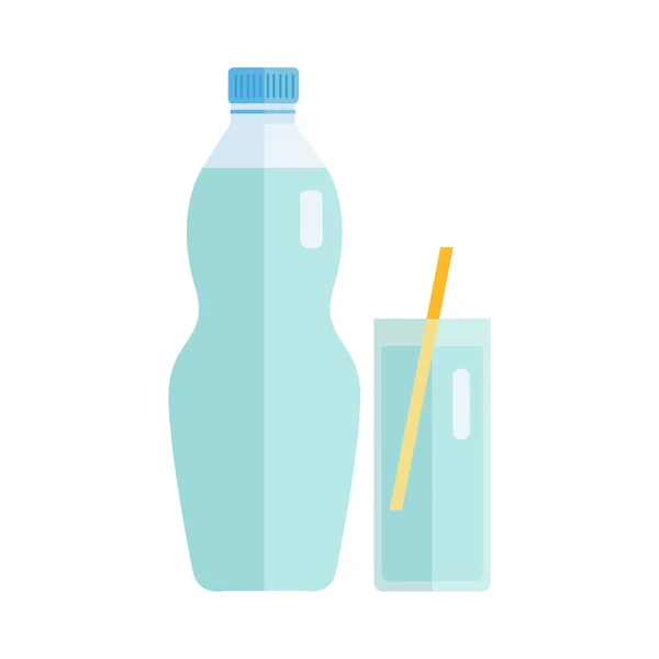 Plastic flesje met water of drank. — Stockvector