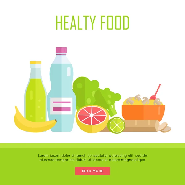 Egészséges élelmiszer koncepció Web Banner illusztráció. — Stock Vector