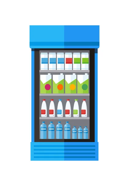 Showcase Refrigerator Drinks — Stock Vector