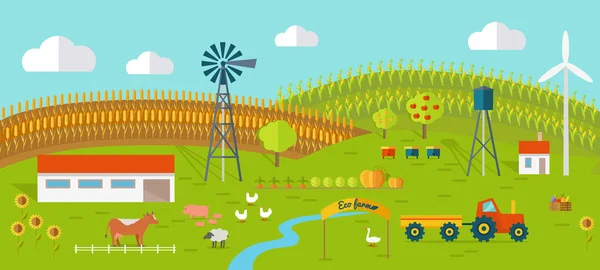 Eco Farm conceptuele vector in platte stijl ontwerp. — Stockvector