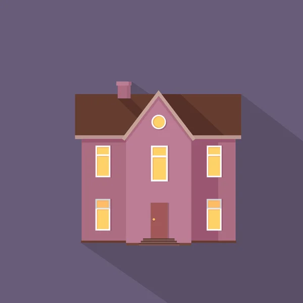 Buntes Wohnhaus in violetten Farben. — Stockvektor