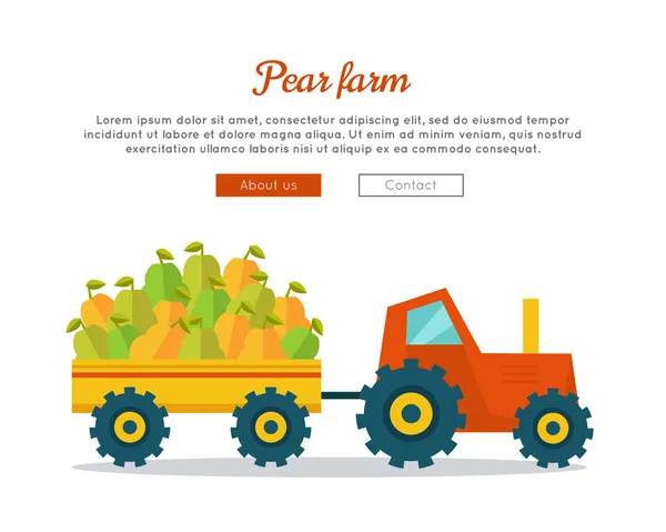 Pera Farm Web Vector Banner en diseño plano . — Vector de stock