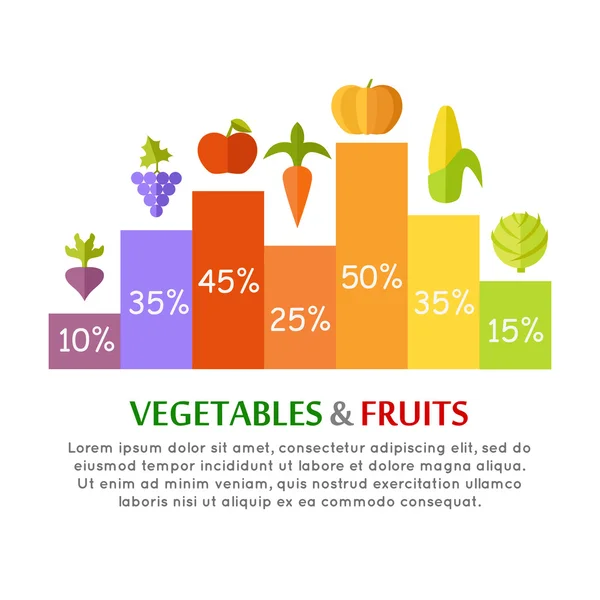 Verduras Frutas Infografías Concepto vectorial . — Vector de stock