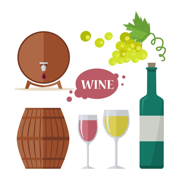 Wine Consumption Icon Set. Viniculture Production — Stok Vektör