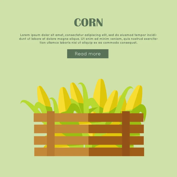 Corn Vector Web Banner en diseño de estilo plano . — Vector de stock
