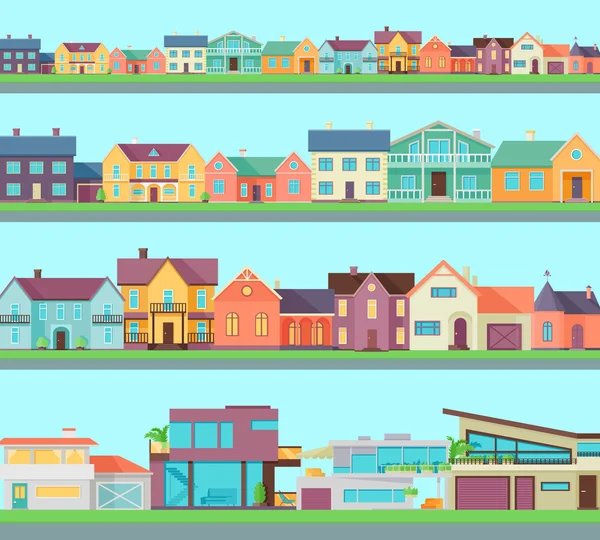 Grand ensemble de maisons, bâtiments et architectures — Image vectorielle