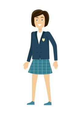 Kız öğrenci izole karakter