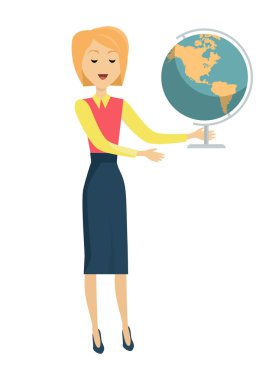 Okul öğretmeni ile dünya Küre