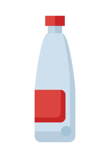 Botella de plástico con etiqueta roja — Vector de stock
