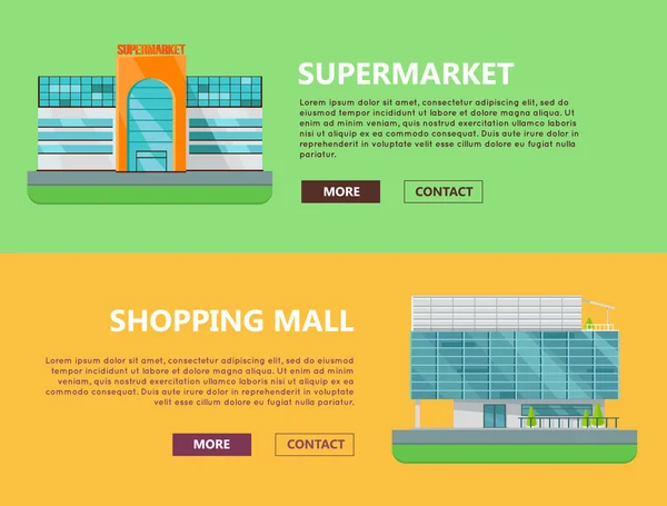 Shopping Mall Web Templates em Design Flat . —  Vetores de Stock