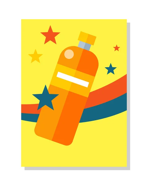 Icono de botella Symball. Labble plástico colorido — Vector de stock