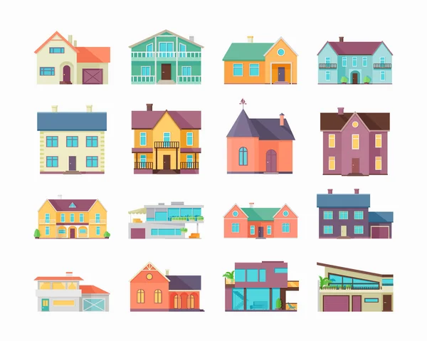 Gran Conjunto de Casas, Edificios y Arquitecturas — Vector de stock