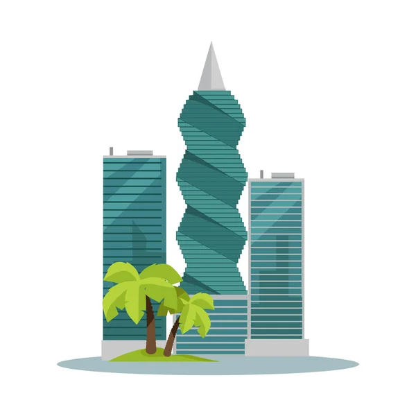 Ilustração plana do vetor dos edifícios Panamá-Cidade — Vetor de Stock