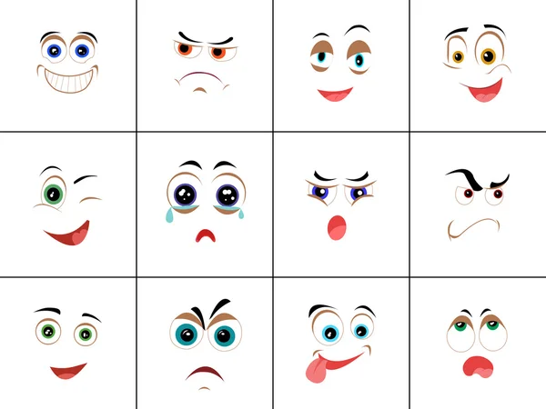Conjunto de emoticonos con expresión de emociones — Vector de stock