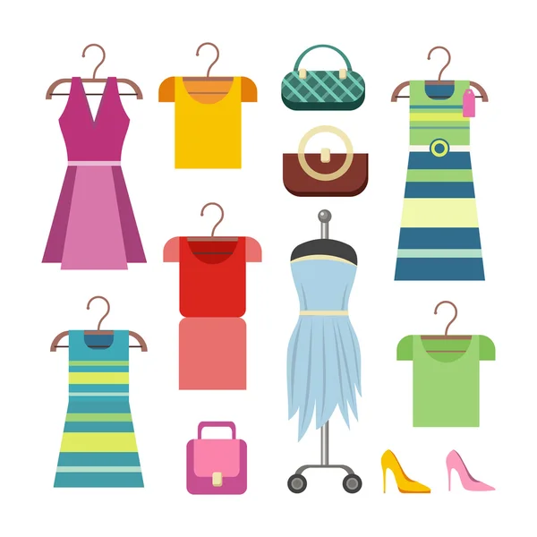 Set of Women Clothes Items. Editable Elements — Stock Vector