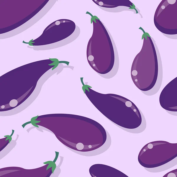 Vecteur de modèle sans couture d'aubergine dans la conception plate . — Image vectorielle